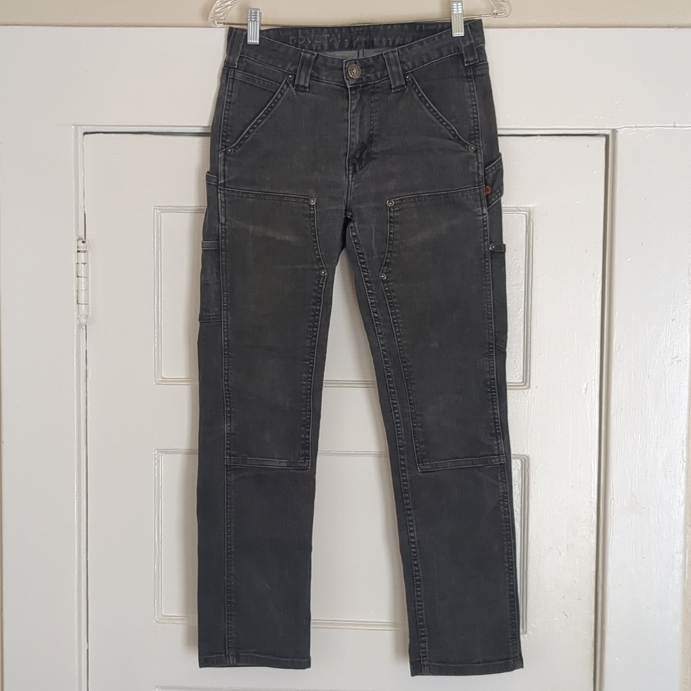Dovetail The Maven Slim Jeans Work Wear Double Knee Size 4 Black 28X27